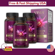 Red Grape Powder Rapid Absorbtion Piceid Resveratrol 60 Capsules Pack of 3 Vinia picture