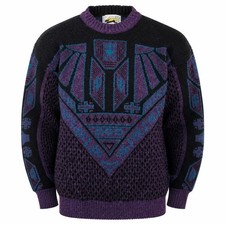 VTG Le Tigre Sweater Mens M Purple Geometric Knit Crewneck Made USA 90s Hip Hop picture