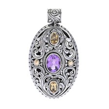 Artisan Silver by Samuel B. 18K Gold Accented 2.70ctw Amethyst & Citrine Pendant picture