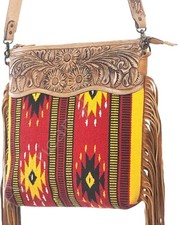 AD American Darling Genuine Western Leather Hand Tooled Women Crossbody Handbag picture