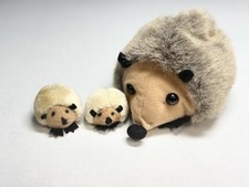 Vintage B.J. Toy Co Hedgehog Mama Hidey Hole Pouch & 2 Babies Plush Set picture