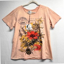 Jaded Gypsy Moon Dance Tee Women S/M Honey Blossom Floral Bee Distressed T-Shirt picture
