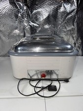 Vintage 1950s Westinghouse White Electric Roaster Oven Metal Base Lid Countertop picture