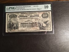 10. 1882 Brown Back National Harrisburg PAPMG 10 VG Signatures Redrawn picture