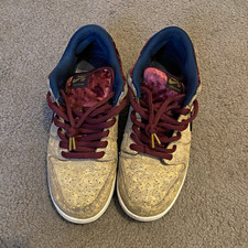 Nike SB Dunk Low Skate Shoes Beige/Black/Burgundy US 8 Medium (D, M) picture