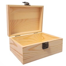Small Wooden Box with Hinged Lid - 6.88x4.52x2.36 Inch Unfinished Wood Box picture