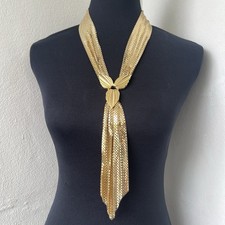 Incredible Whiting & Davis Vintage Mesh Necklace Gold Chainmail Long Heavy VIDEO picture