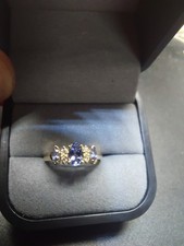 Vtg. EFFY BH 14K Y.G. 3 Stone Tanzanite & Diamond Ring - 0.61 CTW +/- Size 5 picture