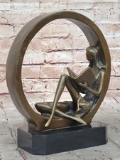 Signed Original Artwork Abstract Modern Art Girl Reading Book Bronze Sculpture picture