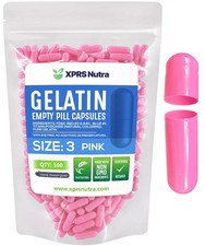 Size 3 Pink Empty Gelatin Pill Capsules Kosher Gel Caps Gluten-Free Made in USA picture