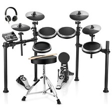 🥁 Donner DED-200X Electric Drum Set Mesh Pad Dual Zone Snare 450+ Sound | GRAY picture