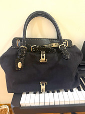 Fendi Black Satchel Top Handle Bag Buckle Closure Silver Hardware Bag Charm picture