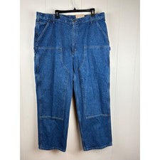 Carhartt B73 DST Double Front Washed Logger Dungaree Jeans Blue 42x30 NWT Men picture