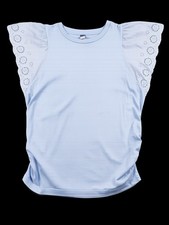 Old Navy Maternity Flutter Sleeve Eyelet Top Blue Ruched Large picture
