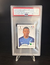 Panini 2018 World Cup #209 Kylian Mbappe Sticker pop 1 (1 higher) PSA 5  auto 9  picture