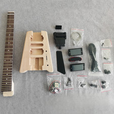 6-string Headless Electric Guitar Kit Unfinished Maple Neck BK part set in 24F picture
