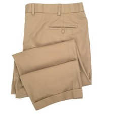 Ben Silver English Drills Pants Men's 42 Khaki Pleated Cuffed USA FITS 40x26.5 picture
