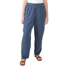 NWT Coldwater Creek Blue Cotton Gauze Pull-On Pant XXL Relaxed Straight Leg Boho picture