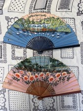 1932 Los Angeles Olympics Games Souvenir Folding Paper Hand Fan Lot Of 2 Antique picture