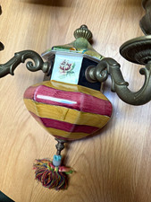 Authentic Vintage 2002 MacKenzie-Childs Hand-Painted Terracotta 2-Light Wall Sco picture