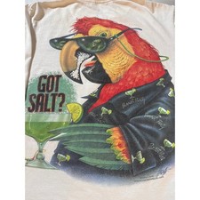 Vintage Caribbean Soul Got Salt Parrot T-Shirt Long Sleeve White 2000 Mens M picture