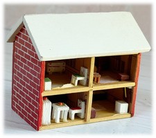 Vtg 1970s Shackman Dollhouse for a Dollhouse Miniature Wood Painted Brick 1:12 picture