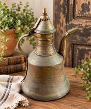 Vtg Antique Middle Eastern Arabic Turkish Hammered Copper Dallah Coffee Pot picture