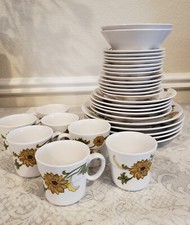 NORITAKE Progression ALOHA   Orange/Tan Flowers-34 pieces JAPAN picture
