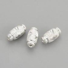925 Sterling Silver Beads, Textured, Oval about 6mm x 3mm , hole:0.5mm, 3pc picture