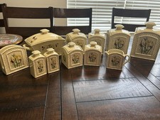 11 Pc Butterfly Garden Trellis 1978 Enesco Ceramic Wear  Japan Made Canister Set picture