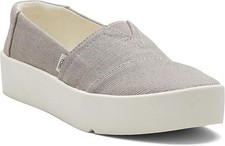 TOMS Women's Verona Platform Slip On Sneakers Shoes Dove Grey Canvas NEW 8.5 picture