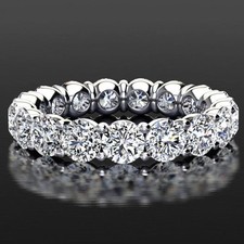 1.74Ct Round Cut Natural Diamond 14K Solid White Gold Married Band Ring Sze 6 7 picture