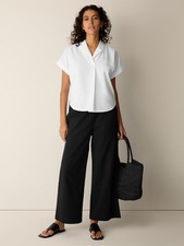 Eileen Fisher Organic Cotton Pucker Wide-Leg Pant - BLACK picture