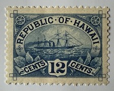 1894 HAWAII 12C STAMP #78 MINT MH OG, SAILING SHIPS S.S. ARAWA MOTIFS picture