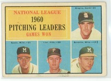 1961 Topps #47 NL Pitching Leaders Warren Spahn HOF Vern Law Vintage VG/EX picture