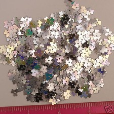 Vintage 1930's French Sequins 3 Petal Flowers Silver Iris / AB 7mm 50 pcs picture