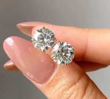 2.50Ct Round Cut Lab Grown/CVD Diamond Women's Stud Earrings 14k Yellow Gold picture
