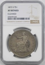 1873-S T$1 XF Details (Cleaned) Trade Silver Dollar picture