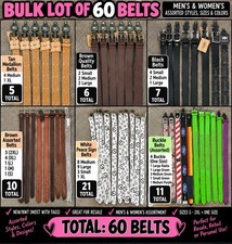 60 Belt Bulk Lot Men's Women's Assorted New NWT Sizes S-2XL Fashion Resale picture