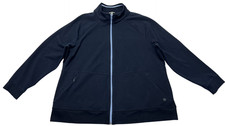 T By Talbots Jacket Womens 2X Blue Full Zip Knit Track Pockets Logo Casual picture