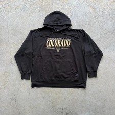 Vintage 2000s all embroidered black Colorado buffaloes hooded sweatshirt picture