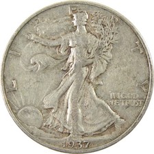 1937 Liberty Walking Silver Half Dollar VF Very Fine 50c Coin picture