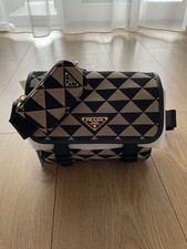 BNWT Authentic Prada Symbols Embroidered Messenger Bag Man Beige Triangolo Logo picture