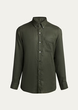 BNWT Tom Ford Military Green Cotton Cotton Cashmere Button-Down Shirt Size 39/M picture