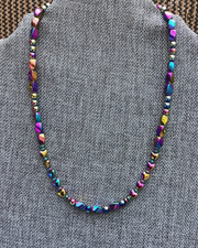 Rainbow Magnetic Hematite Hearts Twist Beautiful Colorful Necklace picture