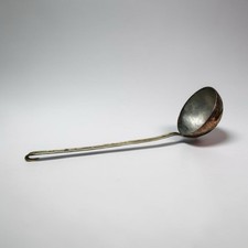Vintage Primitive Copper Ladle Spoon 14” Hook Handle picture