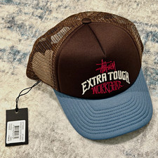 STUSSY Au Workgear Trucker Hat in Brown Snapback OS Unisex 100% Authentic BNWT picture