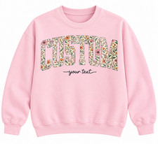 Personalized Floral Sweatshirt, Custom Text Vintage Botanical Crewneck picture