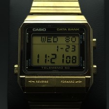 Vintage 1984 Casio DB-500G Data Bank Telememo 50 Gold Digital Watch 262 picture