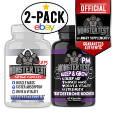 Angry Supplements Monster Test Test Booster Capsules 120ct + Monster PM Sleep  picture